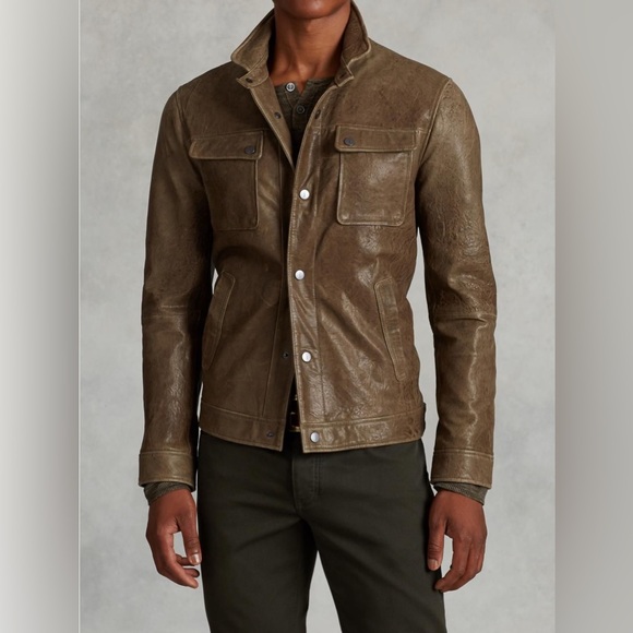 John Varvatos Other - John Varvatos Collection Snap Front Leather Trucker Jacket Size EU 50 USA 40